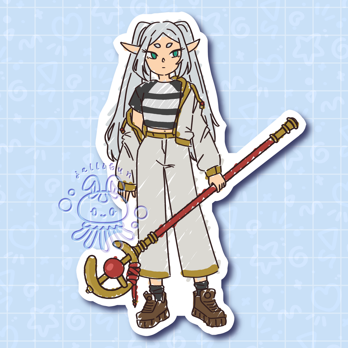 Casual Frieren Vinyl Sticker - SATIN