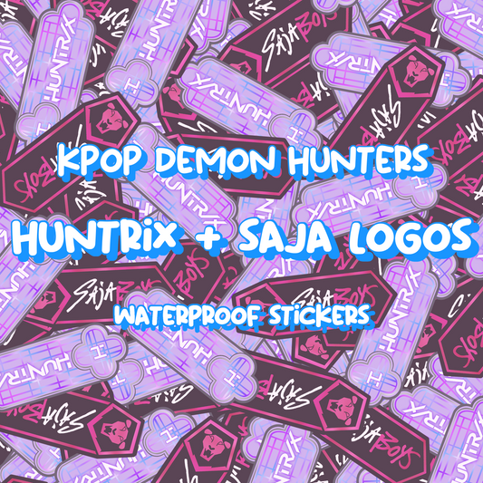 Huntrix and Saja Logo Vinyl Stickers