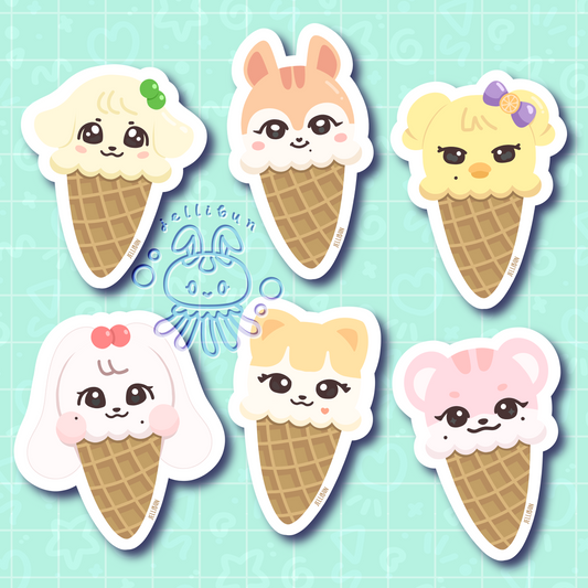 IVE Minive Ice Cream Cone Vinyl Stickers - SATIN