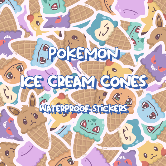 Pokemon Ice Cream Cone Vinyl Stickers