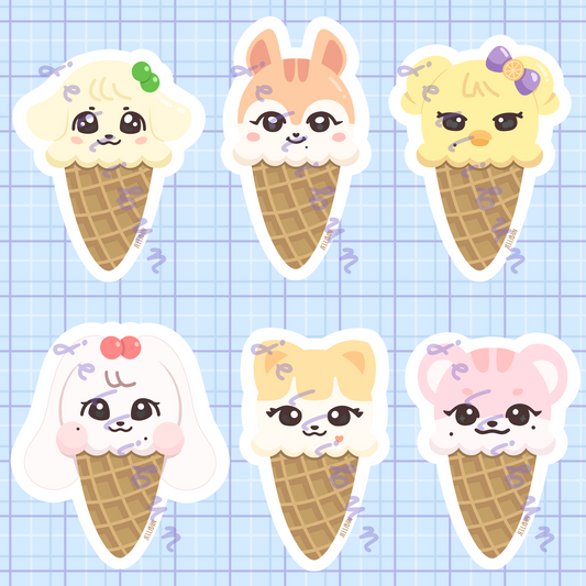 IVE Minive Ice Cream Cone Vinyl Stickers