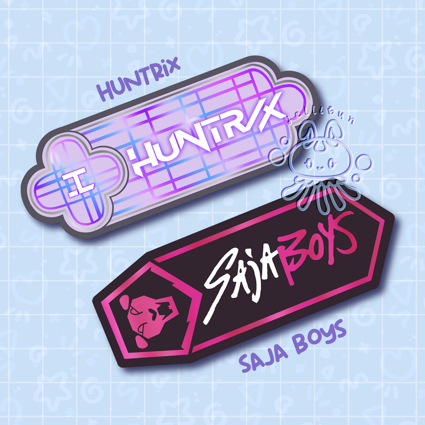 Huntrix and Saja Logo Vinyl Stickers