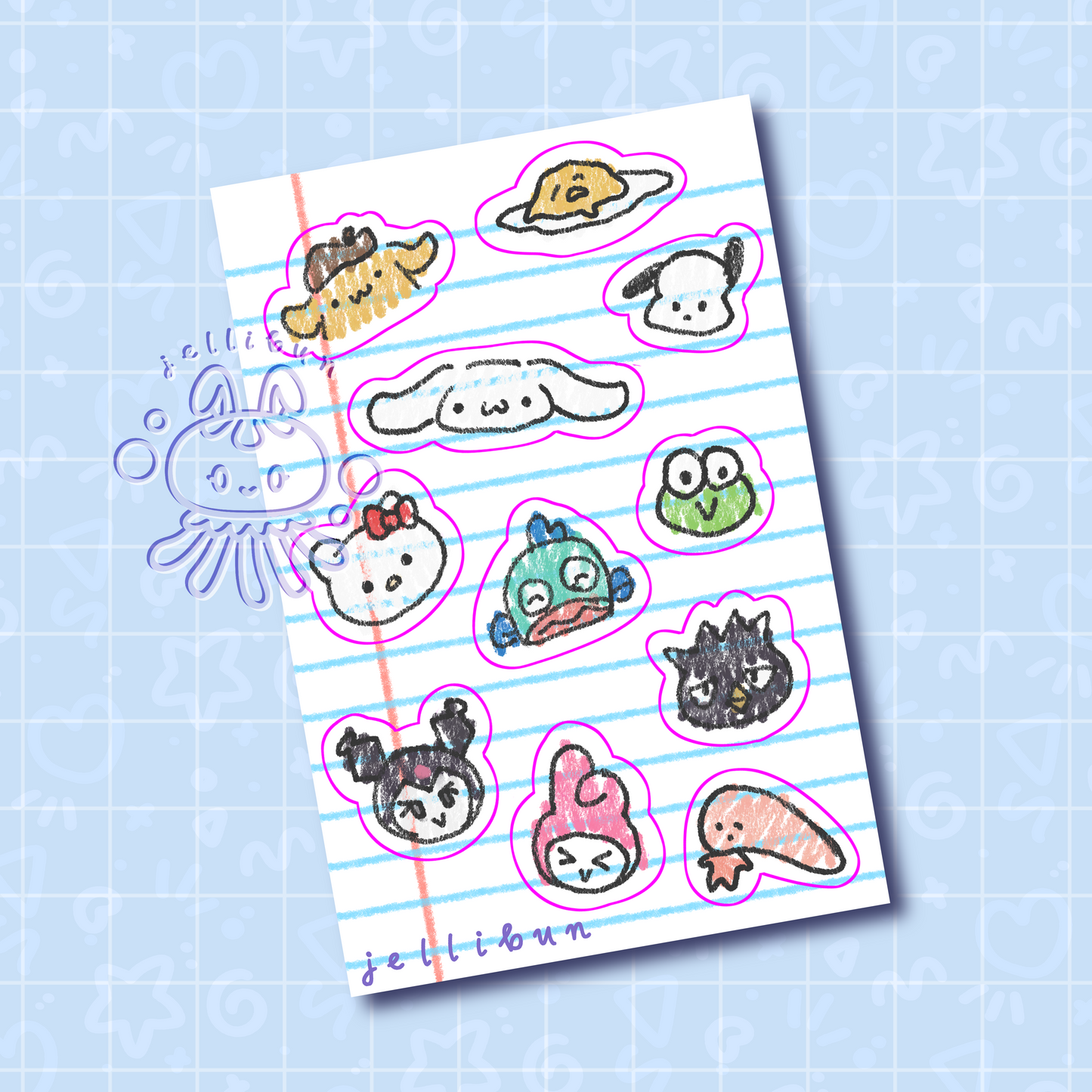Sanryo Silly Doodles Vinyl Sticker Sheet - SATIN