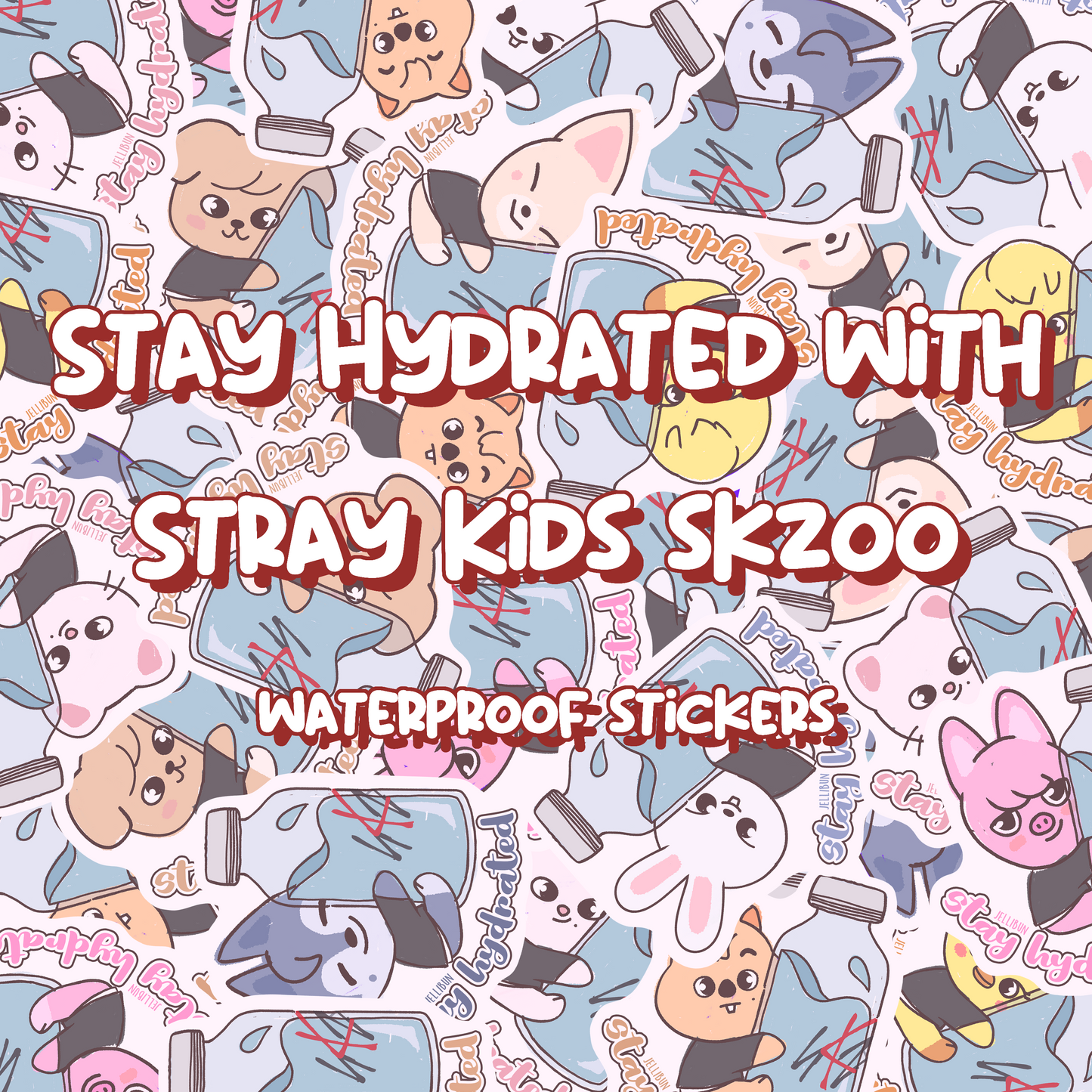 Stay Hydrated Vinyl Stickers: Stray Kids SKZOO