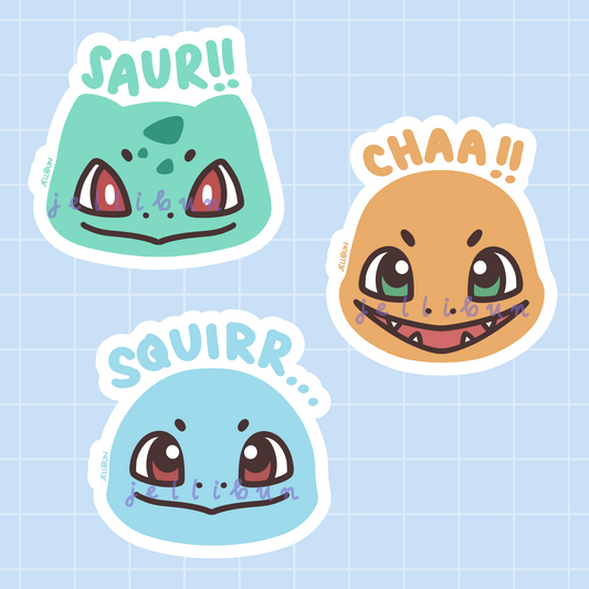 Pokemon Gen 1 Starters Vinyl Stickers